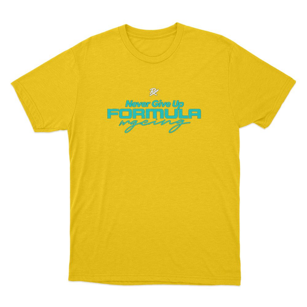 PRX Never Give Up Formula Racing Unisex T Shirt Yellow PRX Never Give Up Formula Racing Unisex T Shirt Yellow